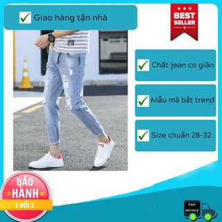 Quần jean nam chất bò VNXK AD1900TG xanh rách xước phong cách soái ca 2020 mẫu hót (44-70KG)