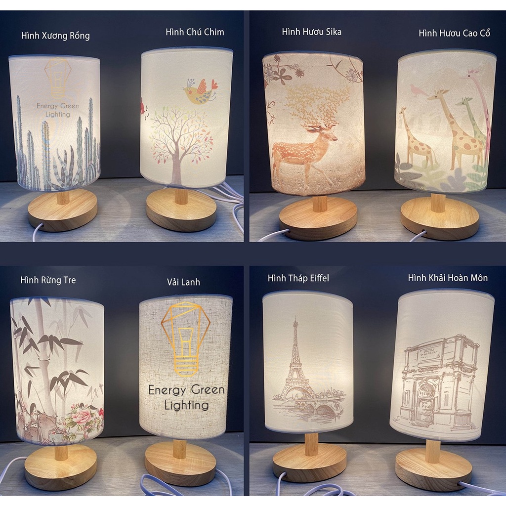 Đèn Bàn Trang Trí Energy Green Lighting Kiểu Dáng Cổ Điển Thân Gỗ DB-616 9 Mẫu Phong Cảnh Thiên Nhiên - Đã Bao Gồm Bóng