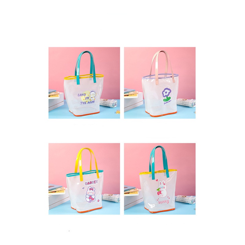 Túi Xách Trong Suốt Chống Thấm Nước Họa Tiết Hoạt Hình Xinh Xắn