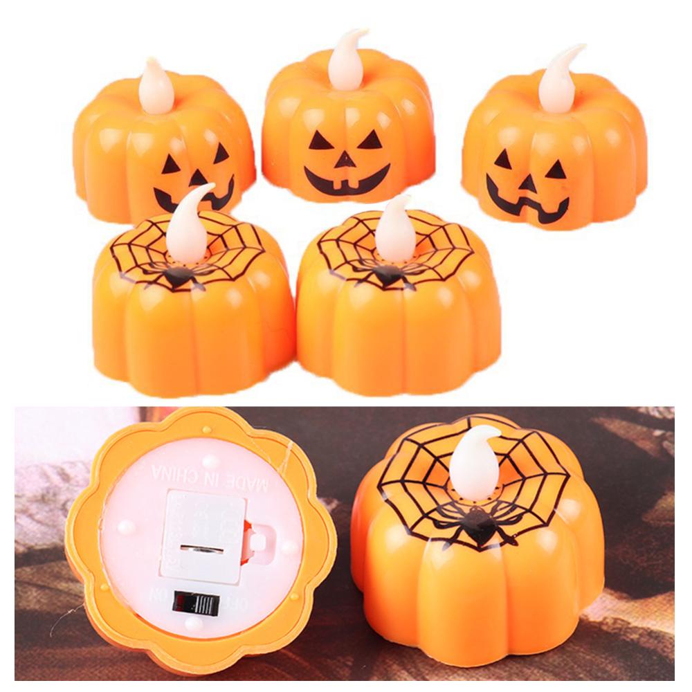 Đèn LED Hình Nến Bí Ngô Trang Trí Halloween F4P4