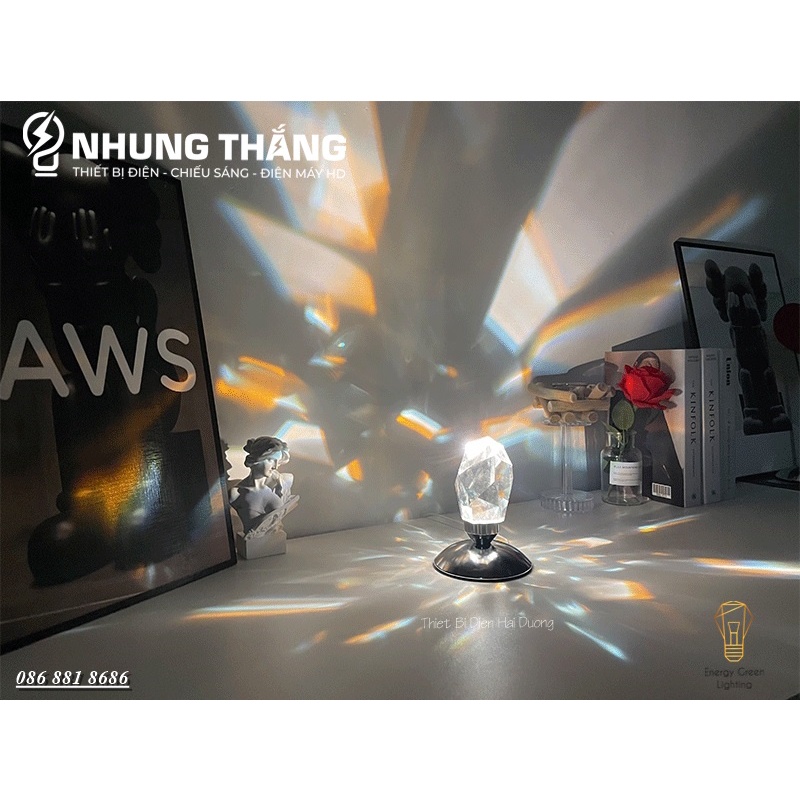 Đèn Bàn Pha Lê Cao Cấp DB-923 - Chuyển Đổi 16 Màu Sắc - Điều Khiển Từ Xa - Decor Trang Trí - Bảo Hành 1 Năm