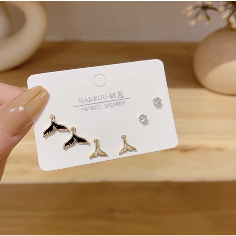 Set 3 đôi hoa tai cá tính cho bạn nữ