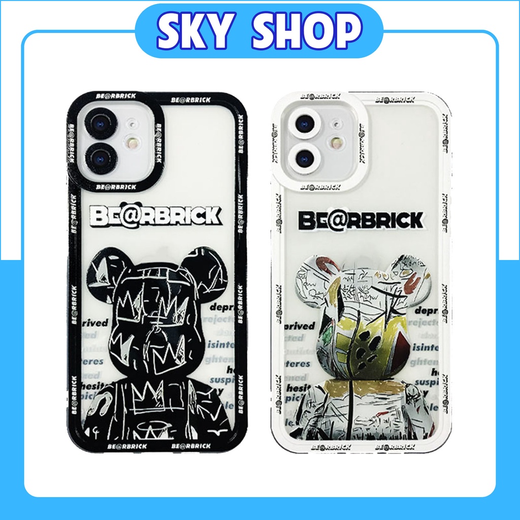 Ốp Lưng Iphone Cạnh Vuông Viền Nổi Bảo Vệ Camera Bearbricks 6/6plus/6s/6splus/7/7plus/8plus/x/xr/xs/11/12/promax