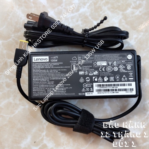 Sạc Laptop Lenovo 20V-6.75A 135W USB dùng cho Lenovo Y50-70 Y40-70 T550p Y700 Y70 Y50 T530 T540P T440P W540