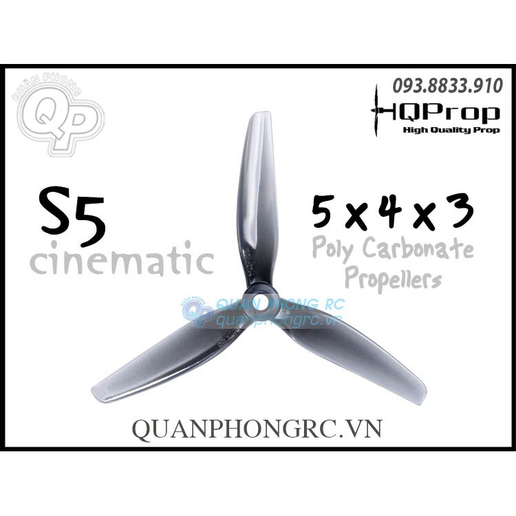 Cánh 3 Lá HQProp Ethix S5 5 Inch Polycarbonate Propellers (2 Cặp)