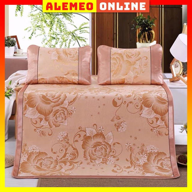 Chiếu lụa điều hòa họa tiết 3D cao cấp tặng kèm vỏ gối, kích thước 1m2 1m5 1m6 1m8 2m - Alemeo Online