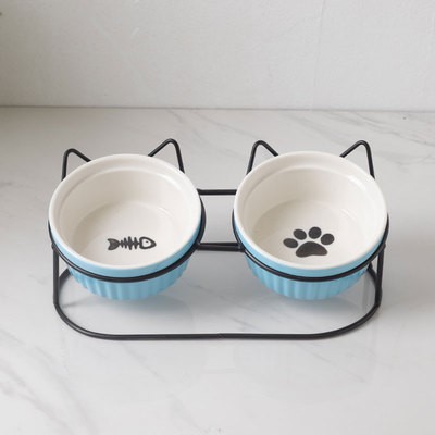 Bát ăn cho mèo chống gù lưng bằng sứ - chén ăn cho mèo