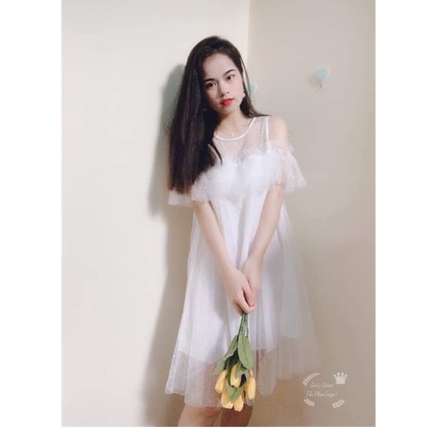 Đầm ren trễ vai khách chọn live