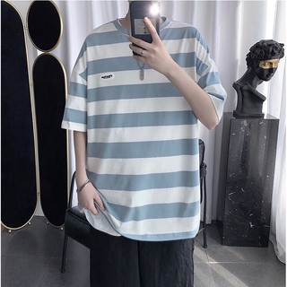 [ Có Ảnh Thật ] Áo thun unisex tay lỡ form rộng - sọc bản to tem tròn