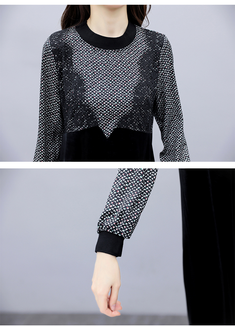 Plus Size 5XL Autumn New Women Korean Fashion Lace Patchwork Velvet Dress Casual Loose Long Sleeve Party Midi Dresses | BigBuy360 - bigbuy360.vn