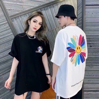 Áo phông tyal ỡ hoa mặt cười