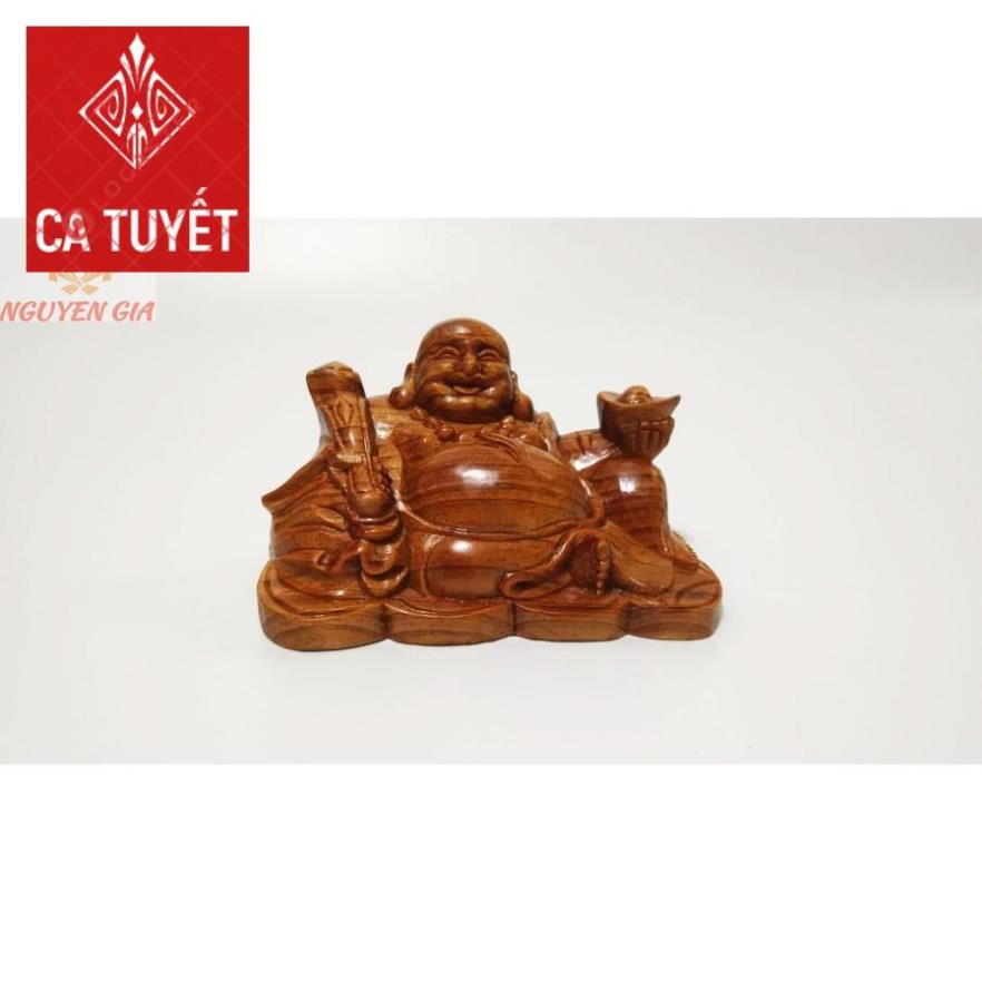 [FREESHIP] Tượng Phật Di Lặc Cầm Gậy Như Ý bằng gỗ huyết long (huyết rồng) để bàn làm việc ô tô