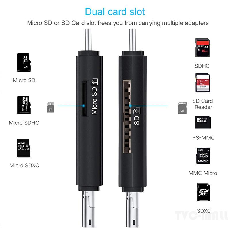 Đầu Đọc Thẻ Nhớ Otg Micro Sd Cổng Usb Type-C