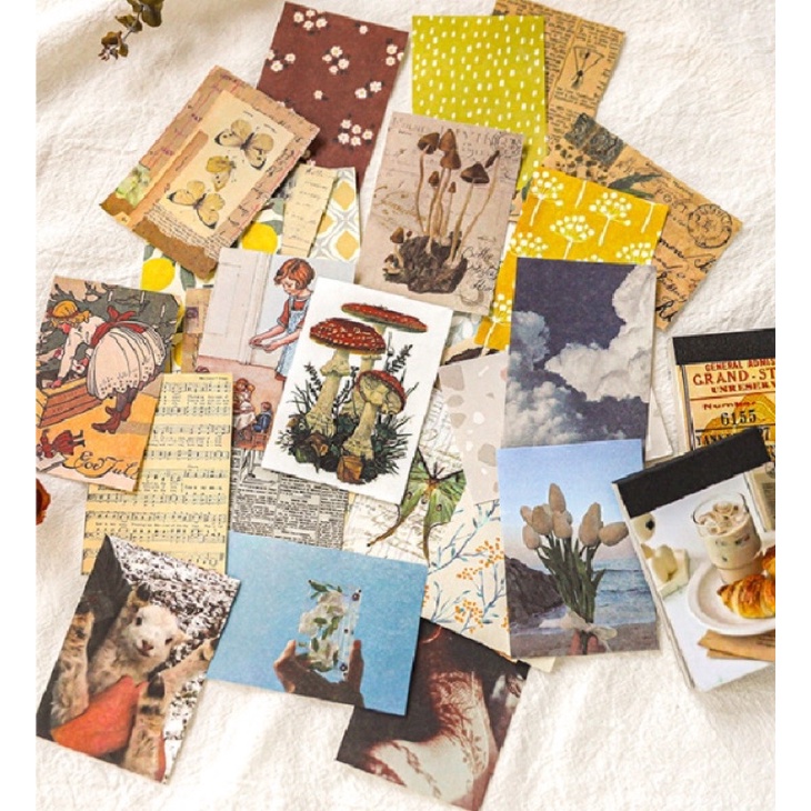 KimiTape Quyển 100 tờ giấy nền vintage trang trí Bullet Journal