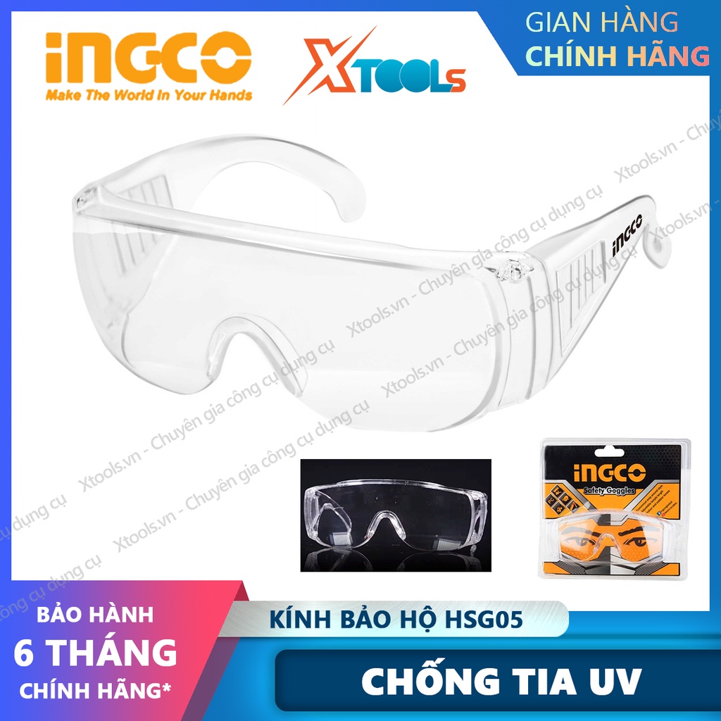 Kính bảo hộ INGCO HSG05 Kính chống bụi, chống tia UV, chống trầy xước,đọng sương, dùng trong lao động, đi xe máy