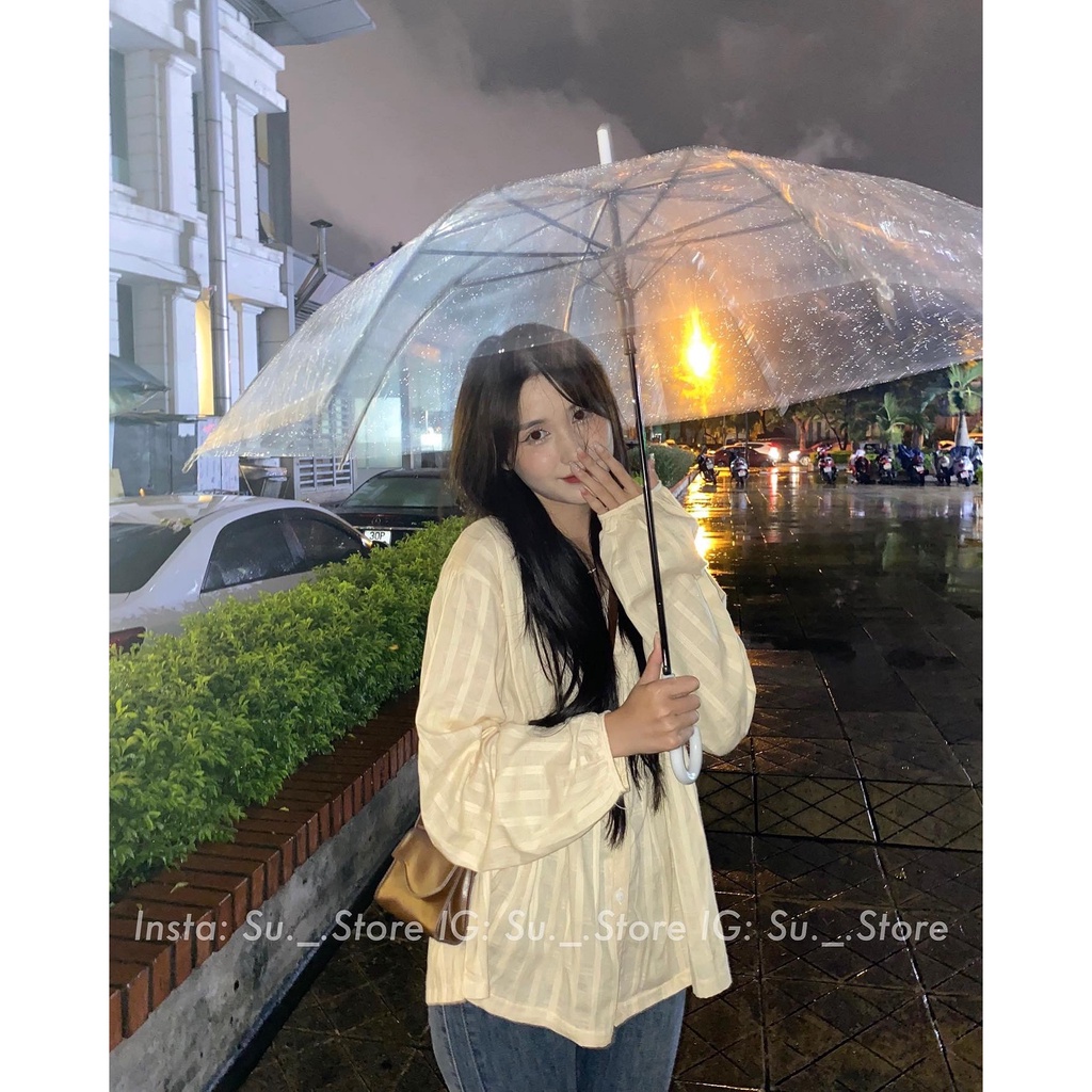 Áo babydoll dài tay cổ V kẻ nổi A2450 SUSTORE