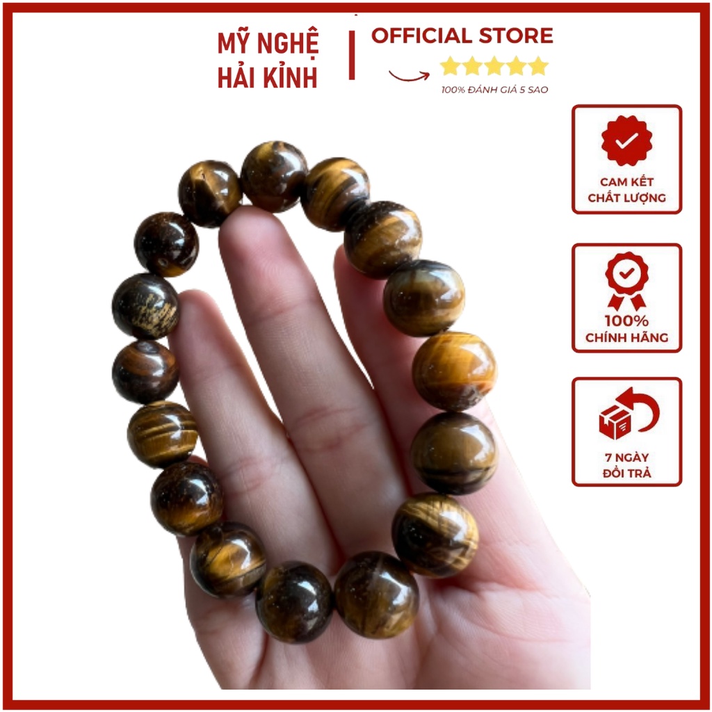 Vòng Tay Chuỗi Hạt Đá Mắt Hổ Vàng Nâu Tự Nhiên May Mắn Cho Nam Và Nữ Loại 8 Ly/10 Ly/12 Ly Kèm Hộp Đựng Cao Cấp