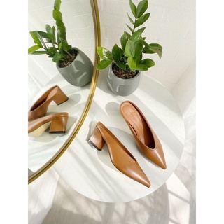 Dép sục mule mũi tim [đen/nâu/nude/trắng]