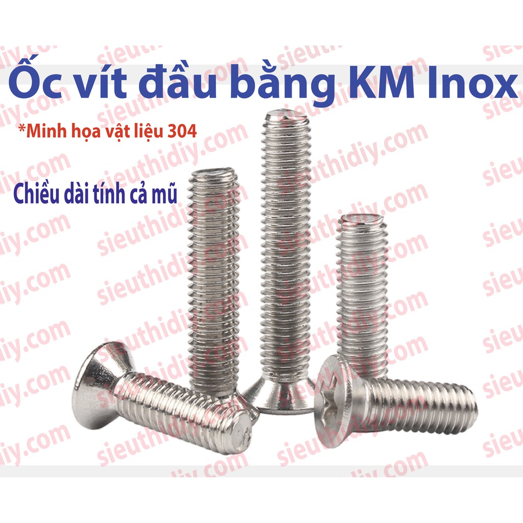 Ốc vít KM4/M5/M6x30-100mm bu lông Inox 304