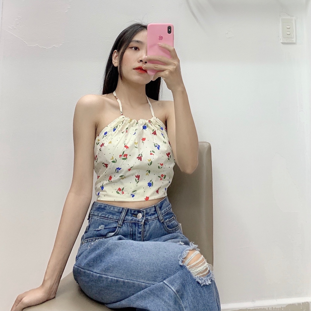 Áo cổ yếm cột nơ lưng cá tính