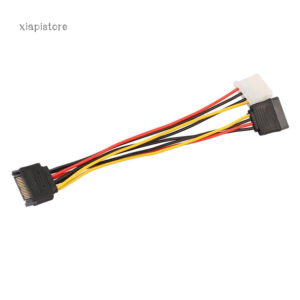 Dây cáp chuyển đổi nguồn SATA 15pin sang SATA 15pin &amp; IDE 4pin dành cho bo mạch chủ và ổ cứng