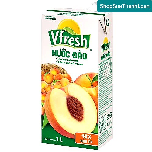 [HSD T3-2021] Nước Vfresh đào ép Necta - Hộp giấy 1L