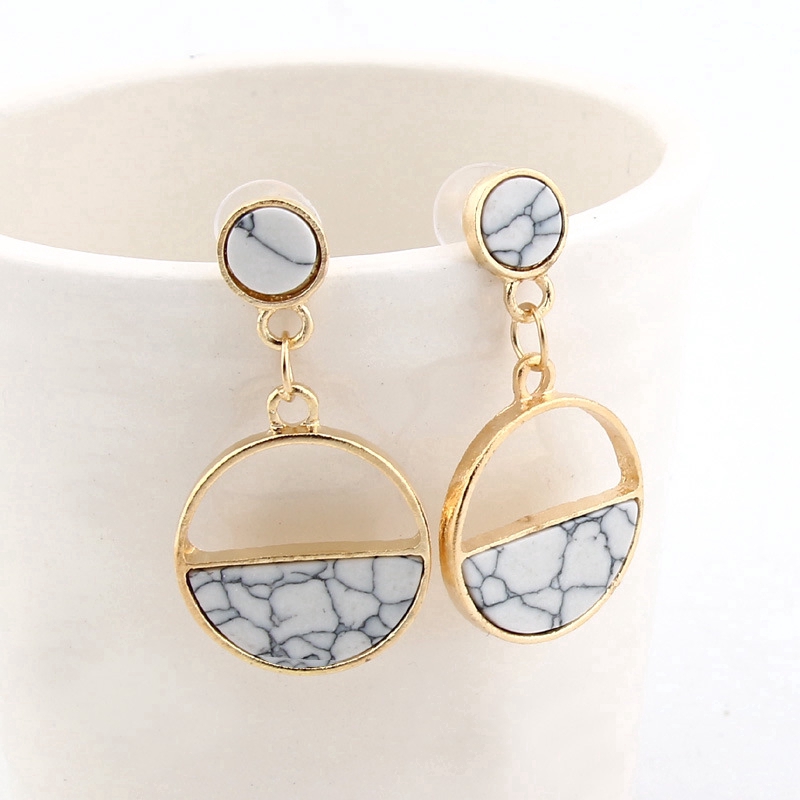 Bông tai đính đá cẩm thạch phong cách Hàn Quốc thanh lịch cho nữ