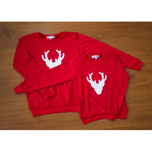 Áo Hoodie Gia Đình Familylove - Áo Hoodie Hình sưng Hưu mặc Noel Thương Chất Liệu Nỉ Da Cá Cao Cấp