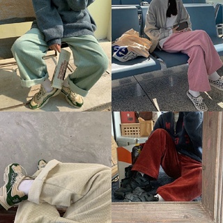 [ Ảnh Thật ]Quần dài nam nữ nhung kẻ ống suông rộng phong cách Hàn Quốc hợp thời trang - thoitrangteenthienha