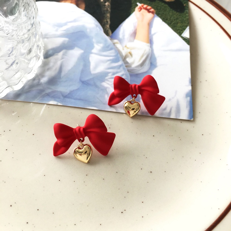 Bông tai RINHOO hình nơ đính đá/ngọc trai giả thời trang cho nữ