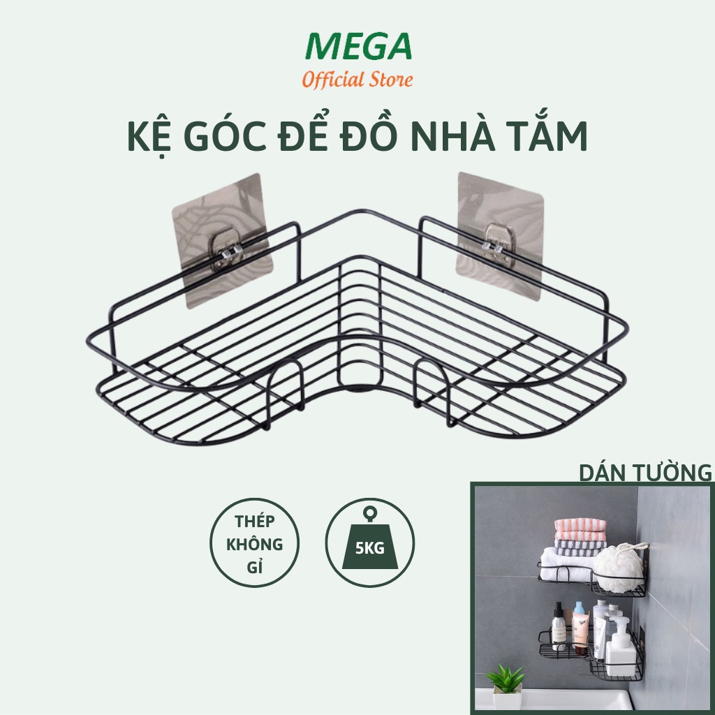Kệ góc nhà tắm phun sơn tĩnh điện dán tường siêu dính trong nhà tắm, nhà bếp tiện dụng