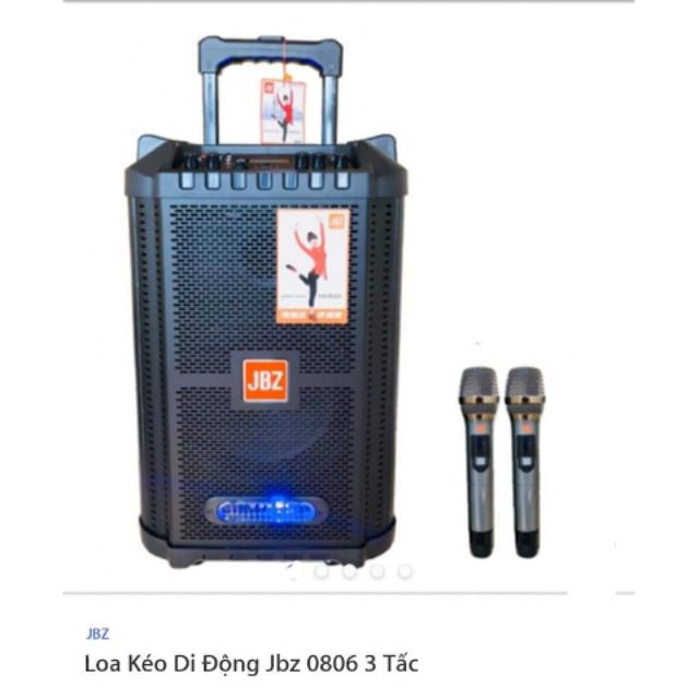 Loa kéo karaoke JBZ-NE-0806 / 1006 / 1206 (Loa 0806 Bass 20cm công suất 120w max 300w) tặng 2 Micro UHF- Kim loại