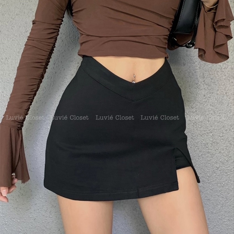 Chân Váy Chữ A Cut Eo Chữ V Có Quần Trong, Minishirt Xẻ Tà Quyến Rũ Tôn Dáng Luviecloset