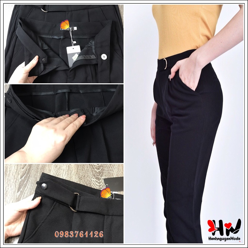 Quần baggy nữ khuyên chữ D cao cấp, quần vải nữ công sở chất Vitex dày dặn, form dáng chuẩn | BigBuy360 - bigbuy360.vn