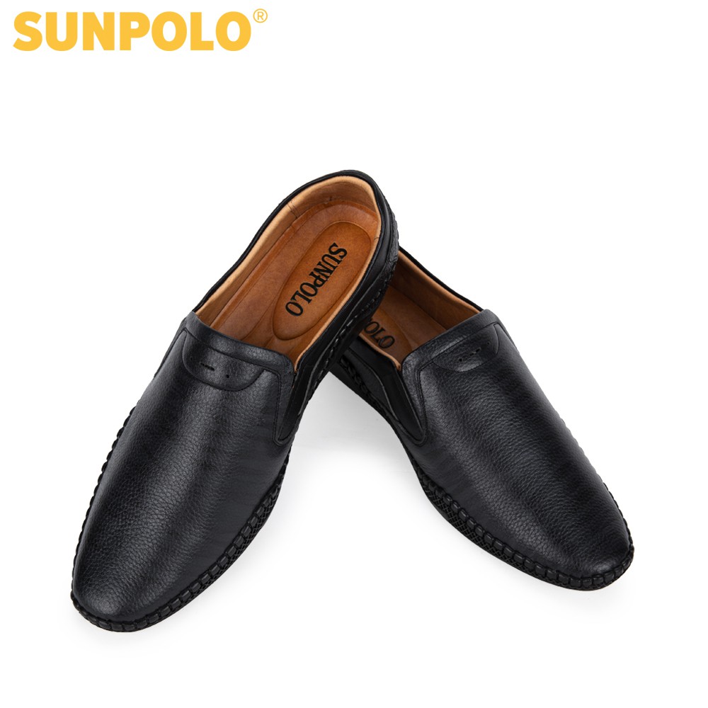 Giày Mọi Nam Da Bò SUNPOLO Xanh đen SUS512