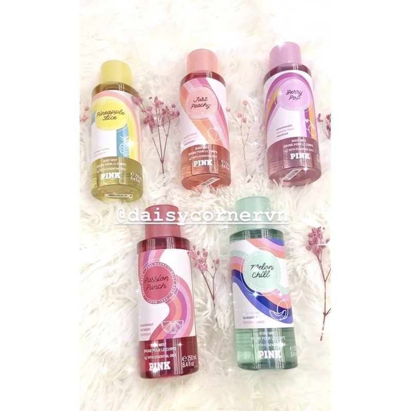 Superfruit - Xịt thơm Body Mist Pink Victoria’s Secret- Just Peachy -Melon Chill -Pineapple Slice -Berry Pop