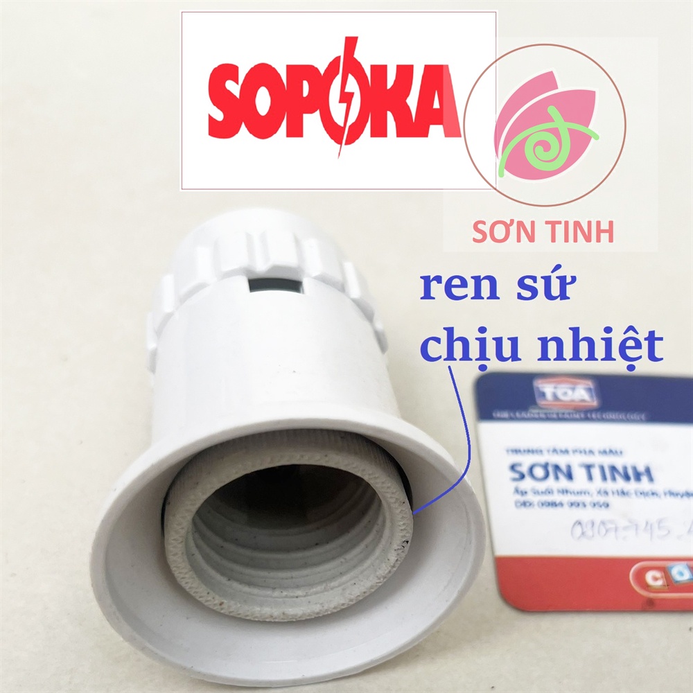 Đui đèn sứ cao cấp Sopoka E27- Đui Đèn Bão ĐB500W chống cháy chống nước