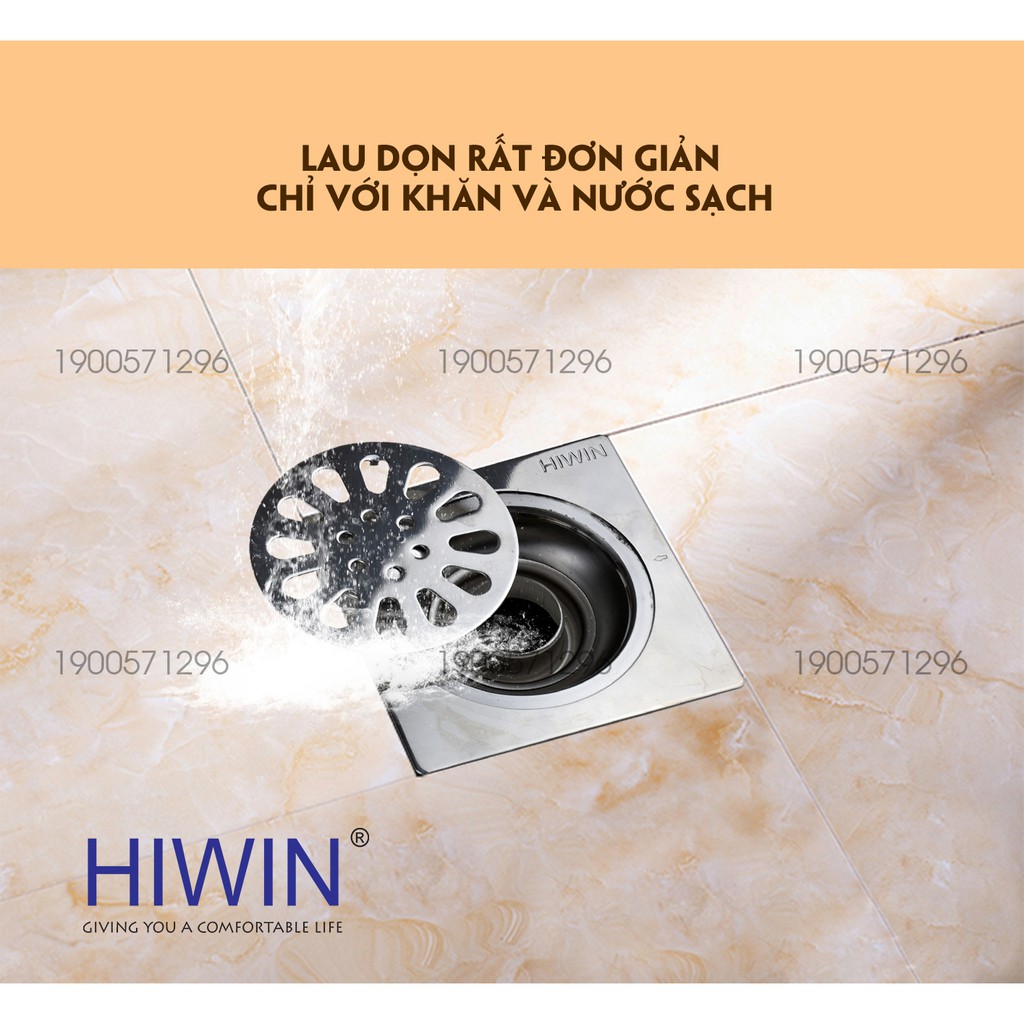 Phễu thoát sàn chống mùi hôi Hiwin FD-1210M inox 304 cao cấp Hiwin kích thước 100x100