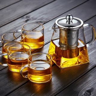 Bộ bình trà thuỷ tinh lõi inox