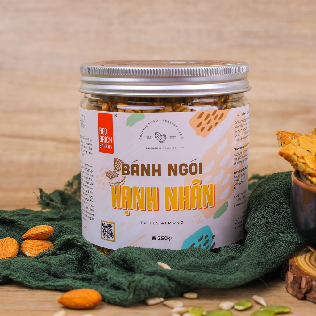 Bánh Ngói Hạnh Nhân Gạch Đỏ 250g Không Đường Không Tinh Bột 100% Từ Hạt Chuẩn Keto