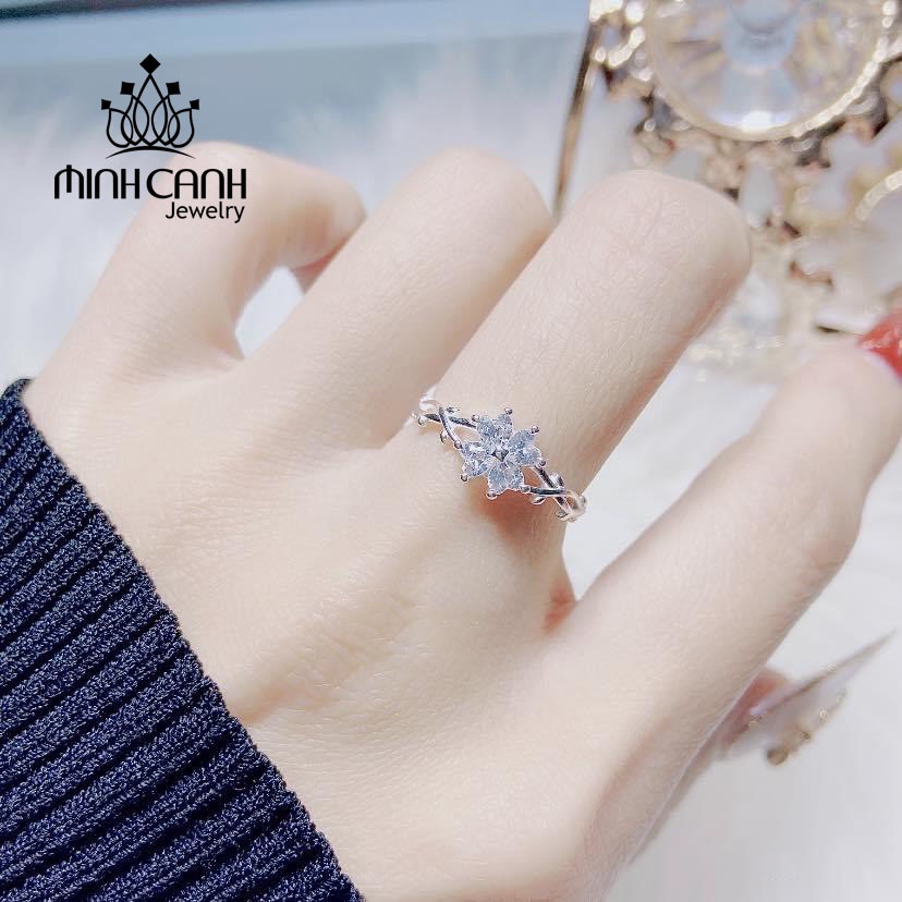 Nhẫn Bạc 4 Lá May Mắn Đính Đá - Minh Canh Jewelry