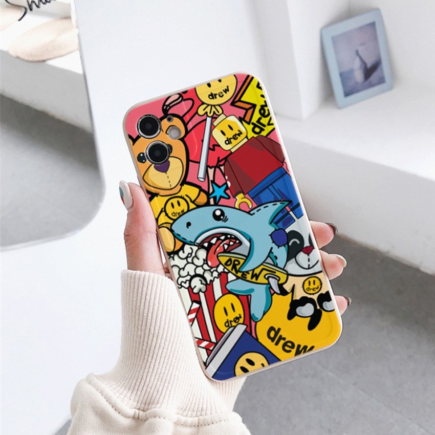 Ốp Lưng Iphone Viền Vuông D.rew Shark,Ôp Bảo Vệ Cam iPh6/6plus/6s/6splus/7/7plus/8/8plus/x/xr/xs/11/12/pro/max/promax