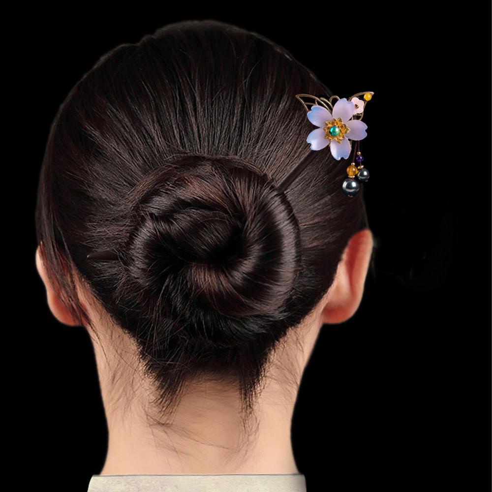 Trâm Cài Tóc Đính Hạt Hình Hoa Phong Cách Vintage Cho Nữ