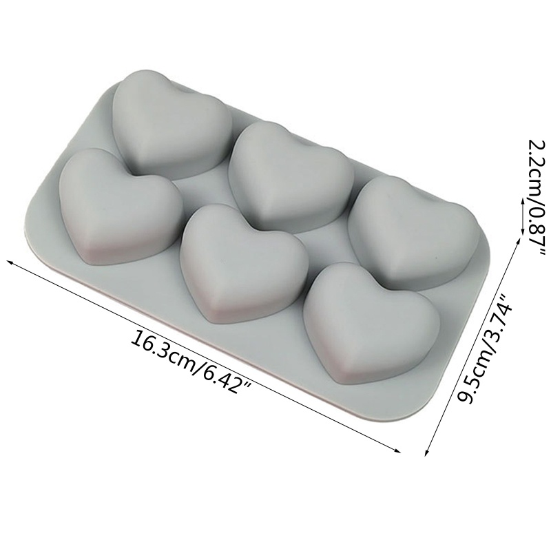 Khuôn Silicone 6 Ngăn Tạo Hình Trái Tim Trang Trí Bánh
