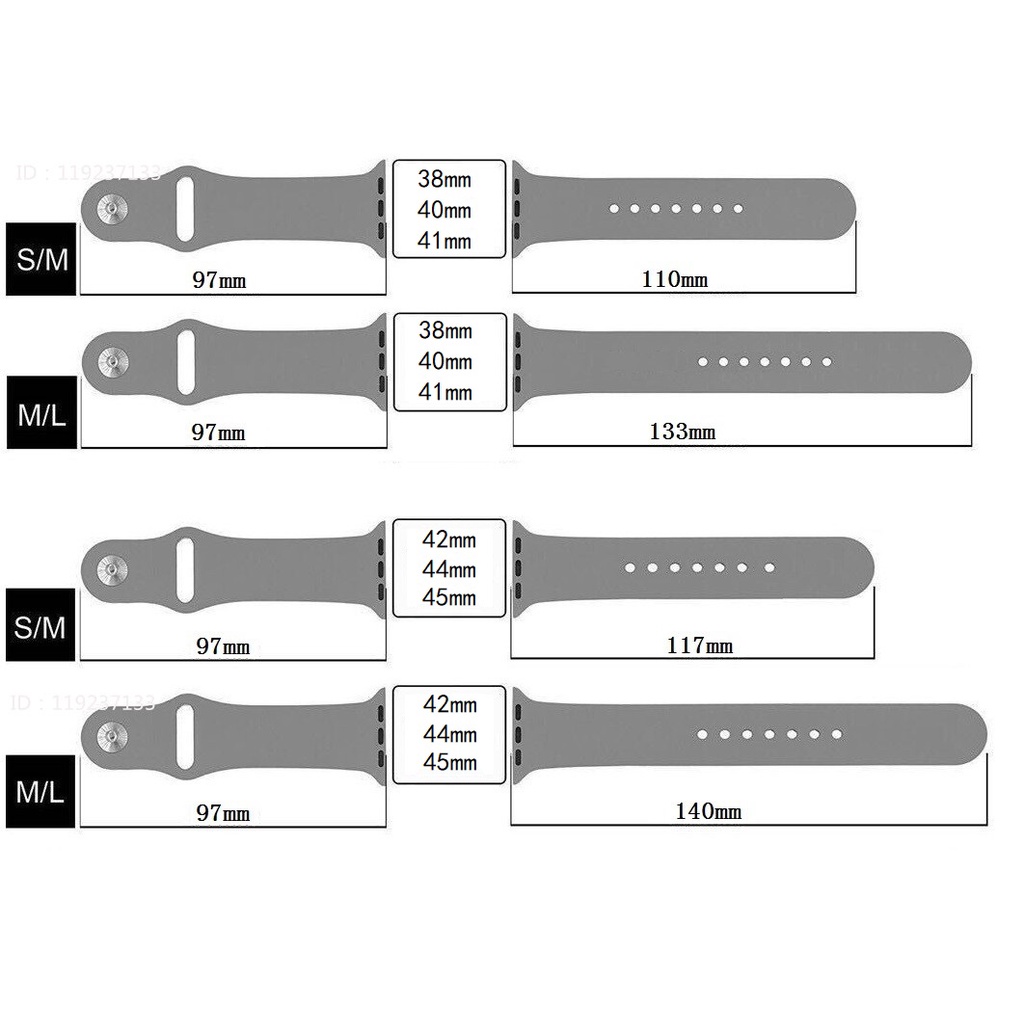 Dây Đeo Silicon Mềm Thể Thao Cho Đồng Hồ Thông Minh Apple Watch 41 / 40 / 38mm 49 / 45 / 44 / 42mm Ultra / 8 / 7 / SE / 6 / 5 / 4 / 3 / 2 / 1