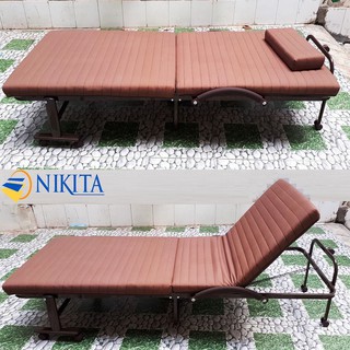 Giường xếp-gấp đa năng Kiểu Hàn Quốc HQ65 gấp 2 khúc, 65x180cm, đệm dày 7cm,có bánh xe