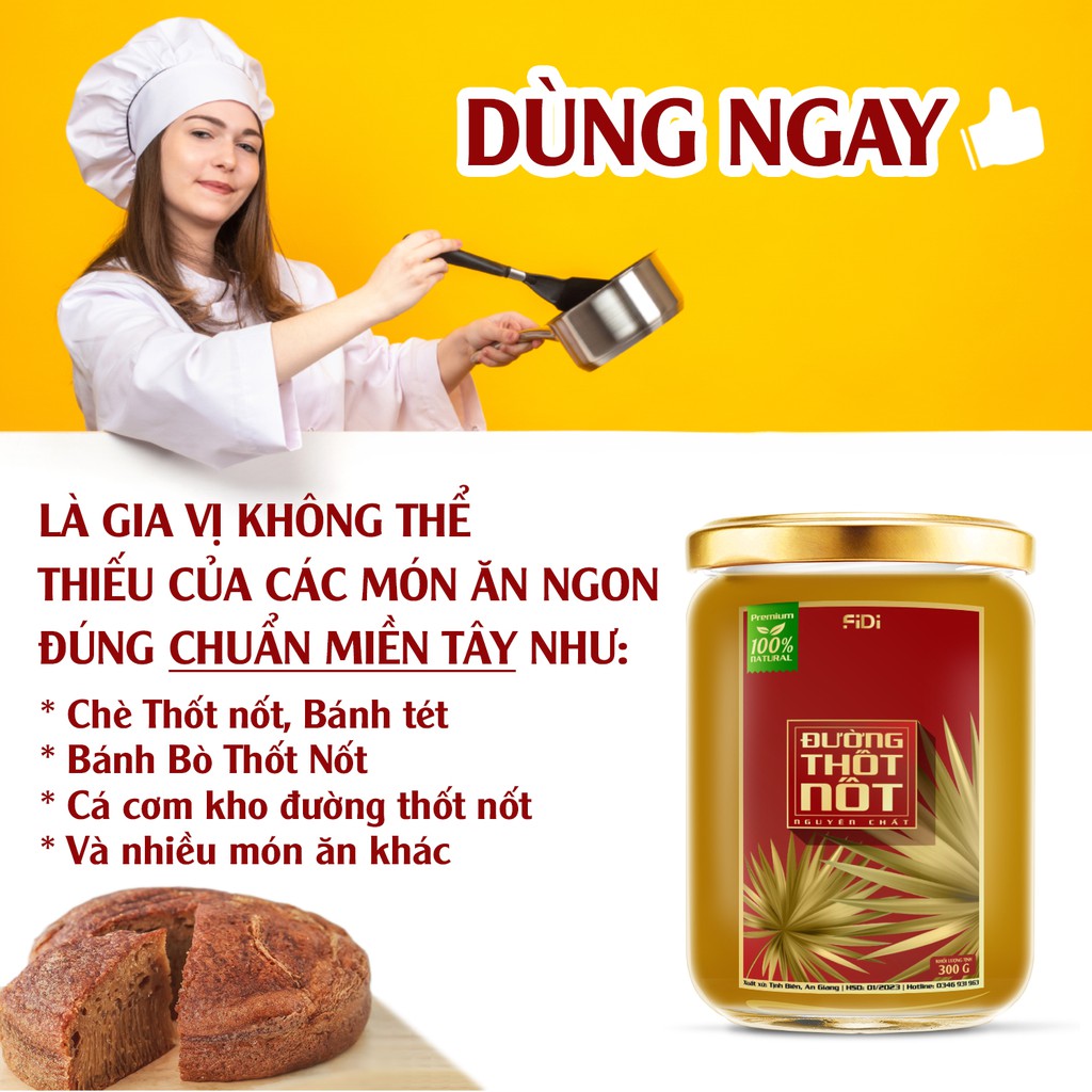 [Đặc Sản An Giang] Đường Thốt Nốt Nguyên Chất FIDI - Loại Sệt (Đường Chảy) - Hũ Thủy Tinh 300g