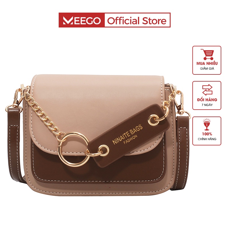 Túi Đeo Chéo Nhiều Ngăn Phối Màu Tag Chữ Thương Hiệu MEEGO G0022