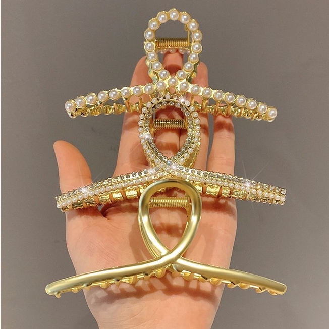 Kẹp Tóc Hình Cá Mập Đính Đá Và Ngọc Trai Giả Sang Trọng Dành Cho Nữ