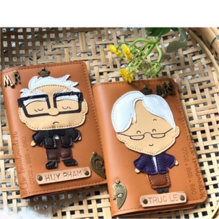 (Chat chốt tên-chọn màu)vỏ hộ chiếu đôi ông bà - bao hộ chiếu hoạt hình UP - bọc hộ chiếu Carl&Ellie
